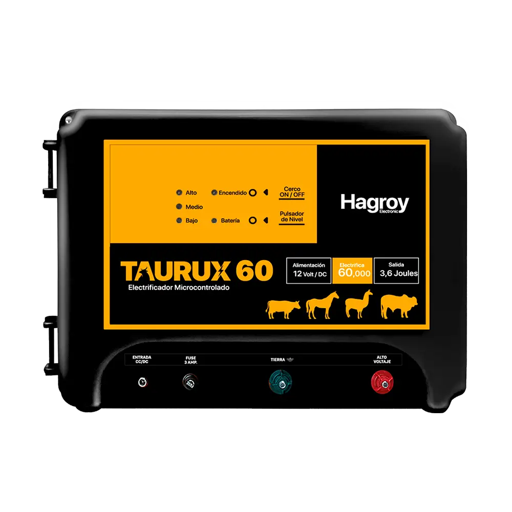 ELECTRIFICADOR GANADERO TAURUX 60K HAGROY - 12V/DC