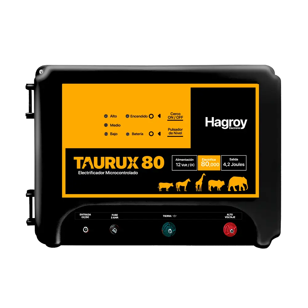 ELECTRIFICADOR GANADERO TAURUX 80K HAGROY - 12V/DC