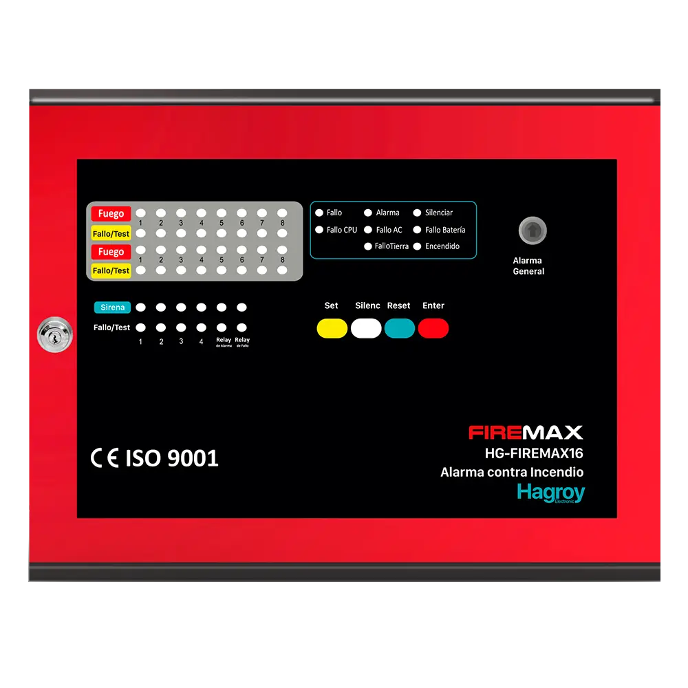 PANEL CONVENCIONAL CONTRA INCENDIO DE 16 ZONAS MOD. HG-FIREMAX16