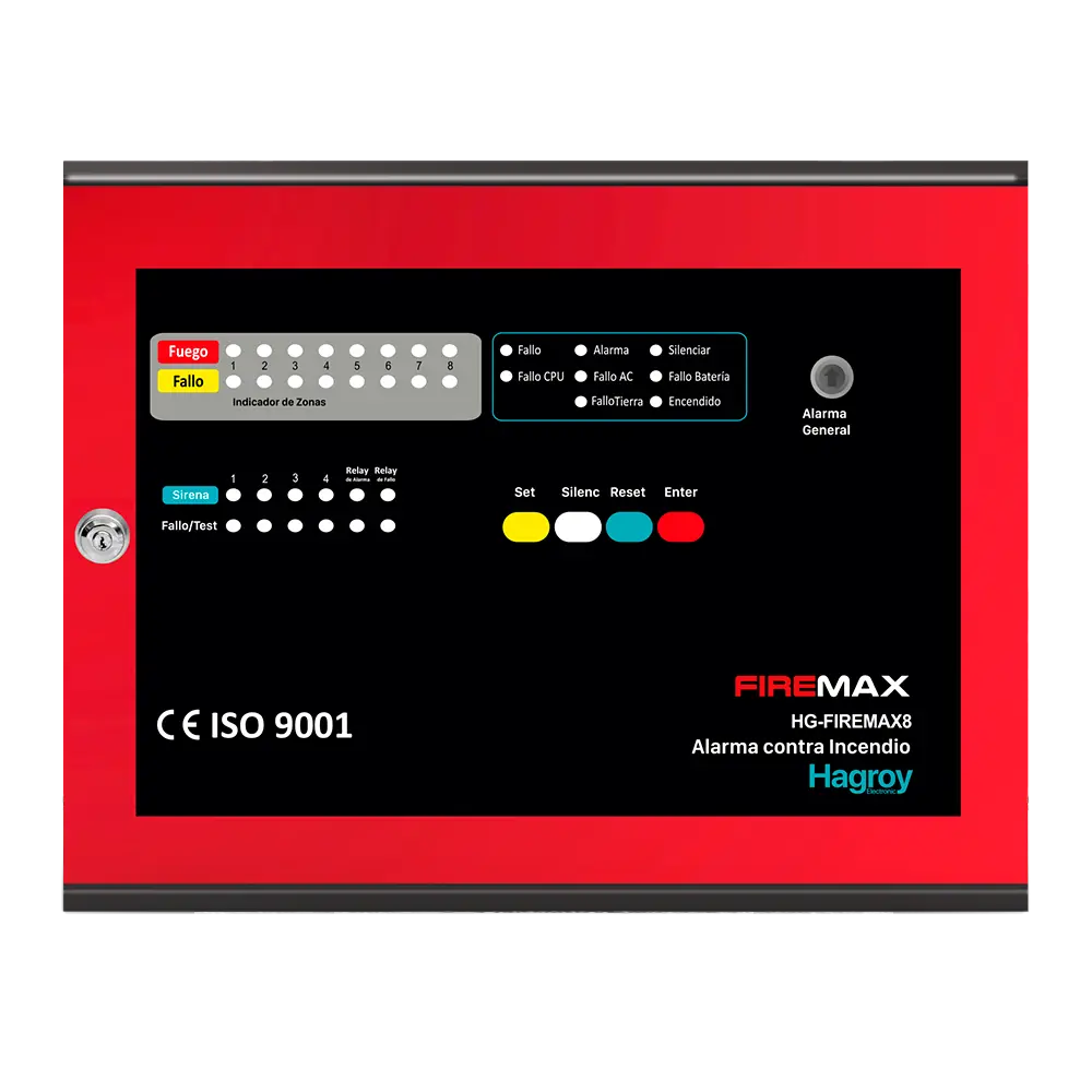 PANEL CONVENCIONAL CONTRA INCENDIO DE 8 ZONAS MOD. HG-FIREMAX8