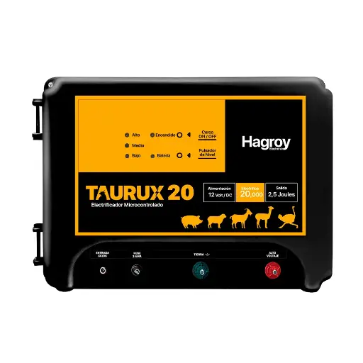 [HG-TAURUX20K] ELECTRIFICADOR GANADERO TAURUX 20K HAGROY - 12V/DC