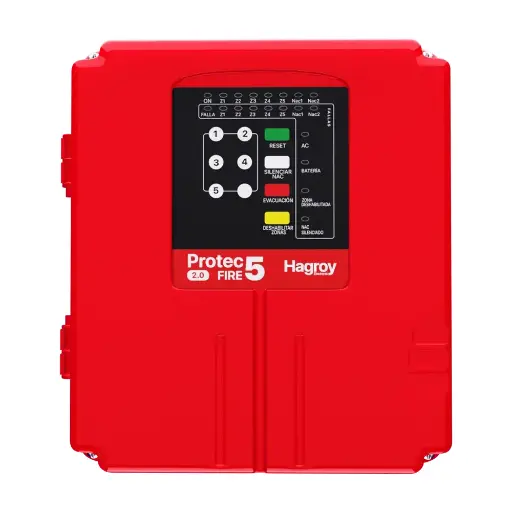 [HG-PTFIRE5-2.0] PANEL CONVENCIONAL CONTRA INCENDIO 5 ZONAS MOD. HG-PTFIRE5-2.0