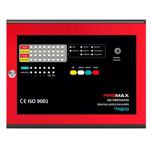 [HG-FIREMAX16] PANEL CONVENCIONAL CONTRA INCENDIO DE 16 ZONAS MOD. HG-FIREMAX16