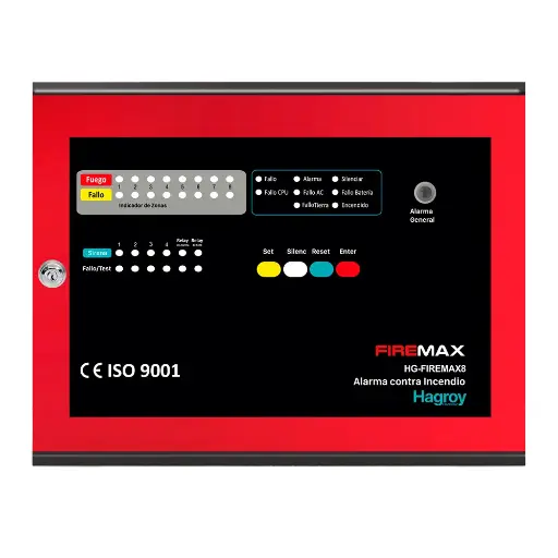 [HG-FIREMAX8] PANEL CONVENCIONAL CONTRA INCENDIO DE 8 ZONAS MOD. HG-FIREMAX8